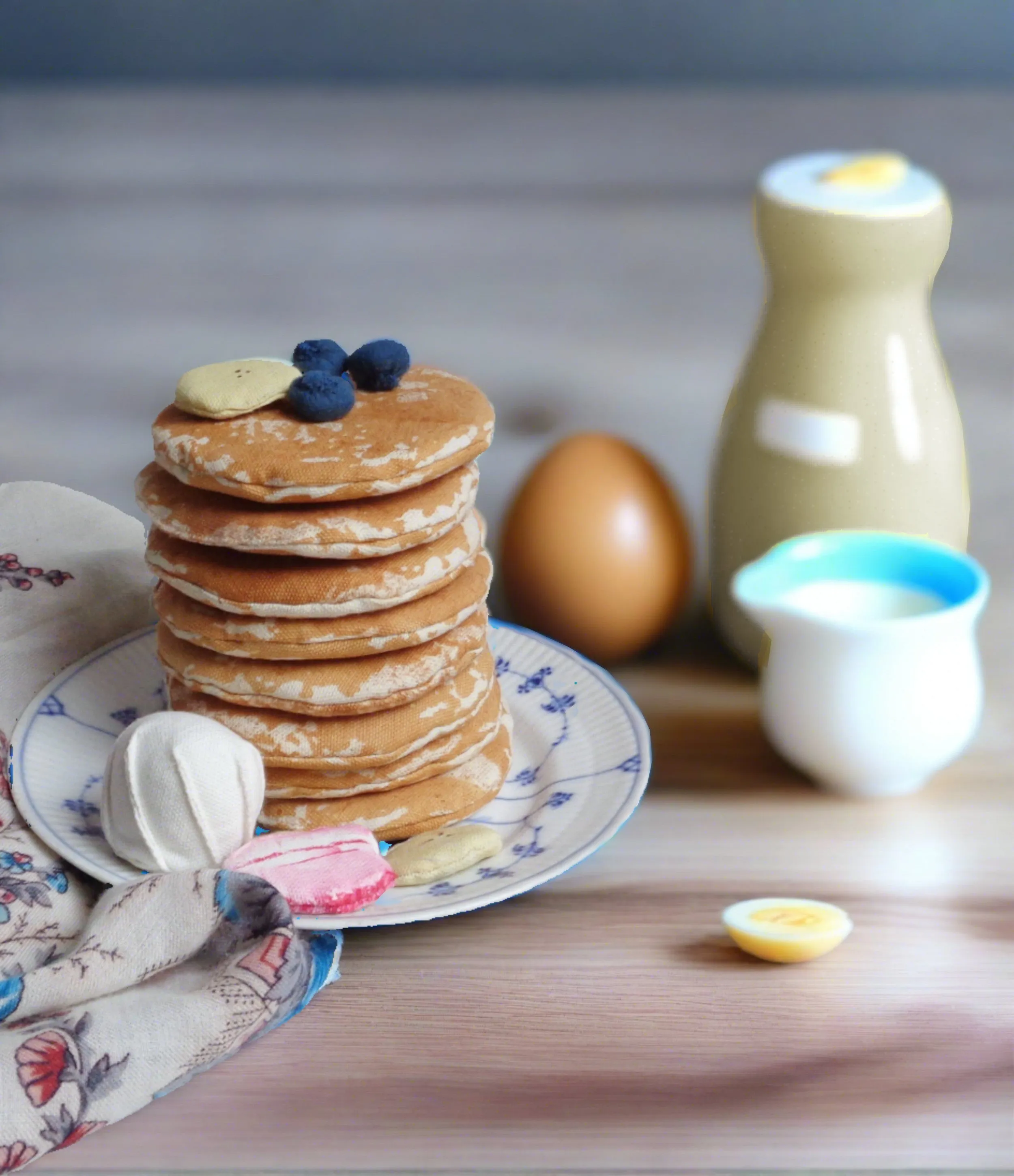 American style pancakes topped with fresh fruit