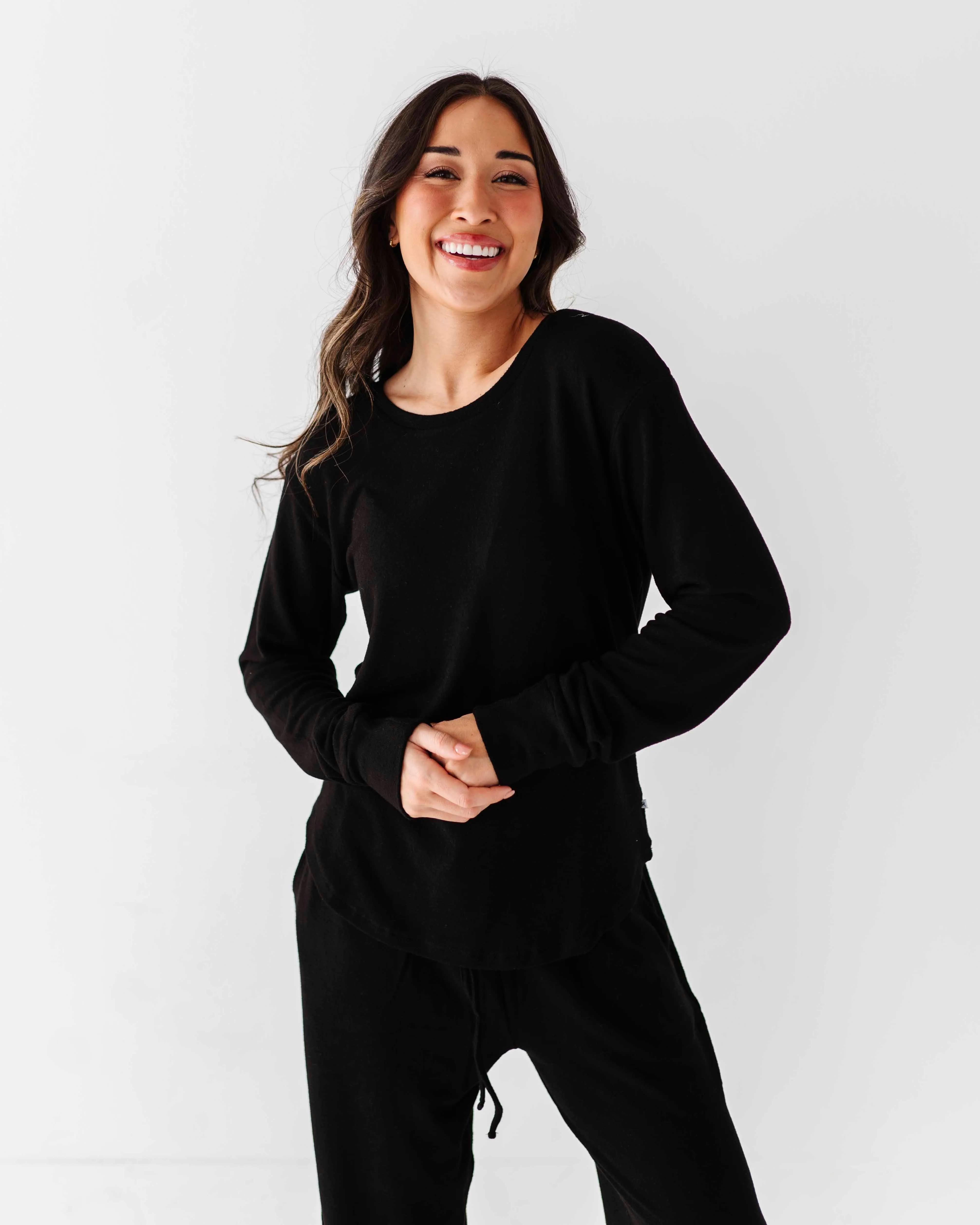 Black Women's Long Sleeve Top - Cloud Plush Bamboo