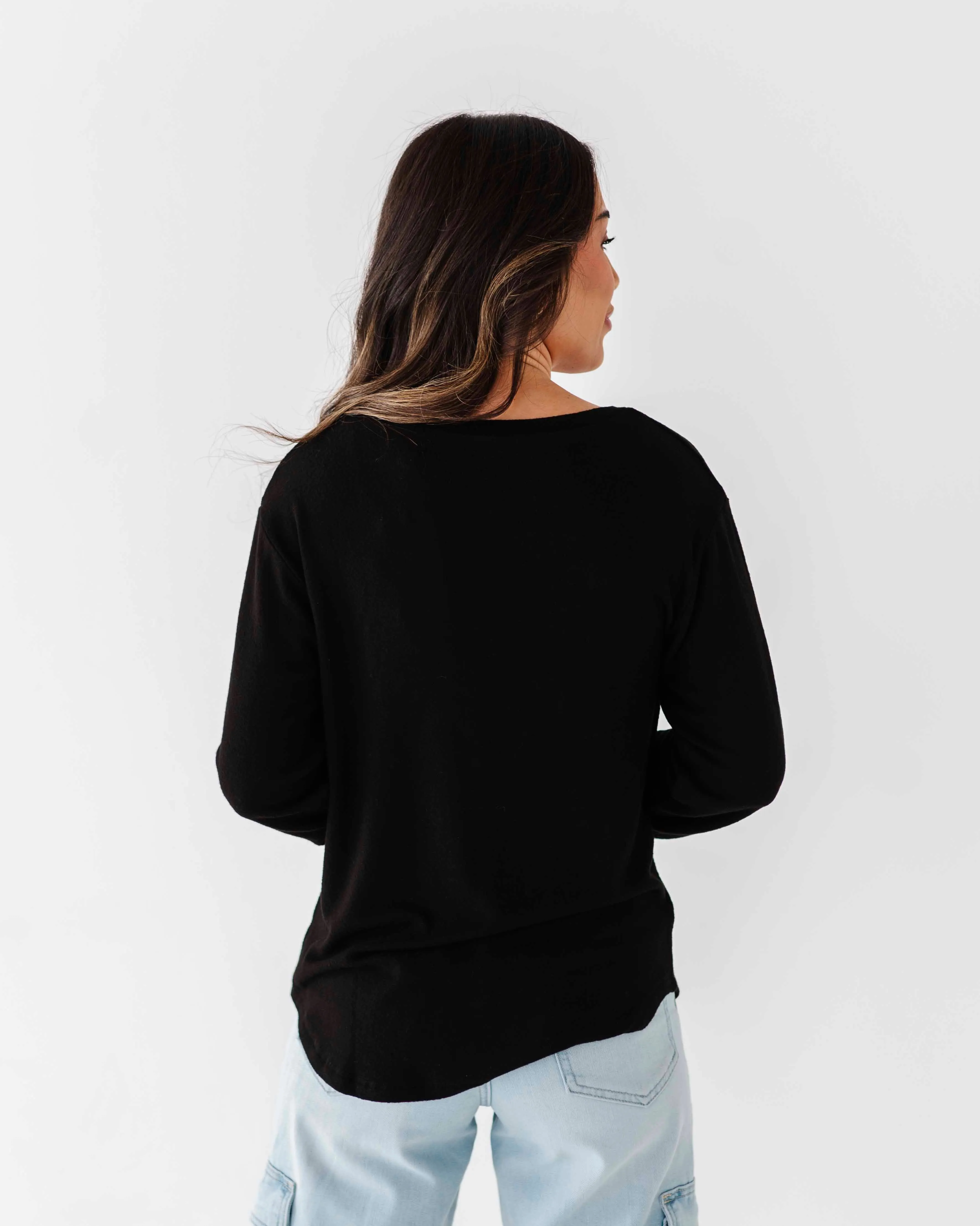 Black Women's Long Sleeve Top - Cloud Plush Bamboo