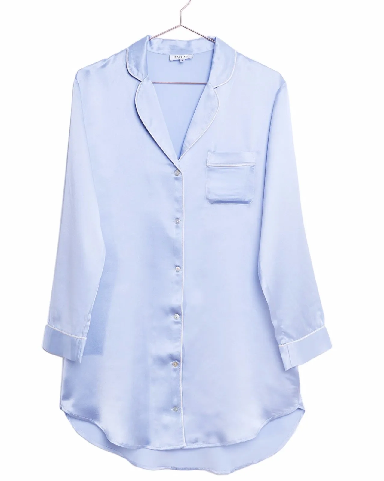 Camilla Silk Nightshirt in Candy Blue