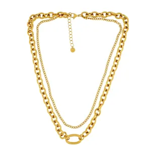 Courage Waterproof Pre Layered Chunky Necklace 18 Carat Gold