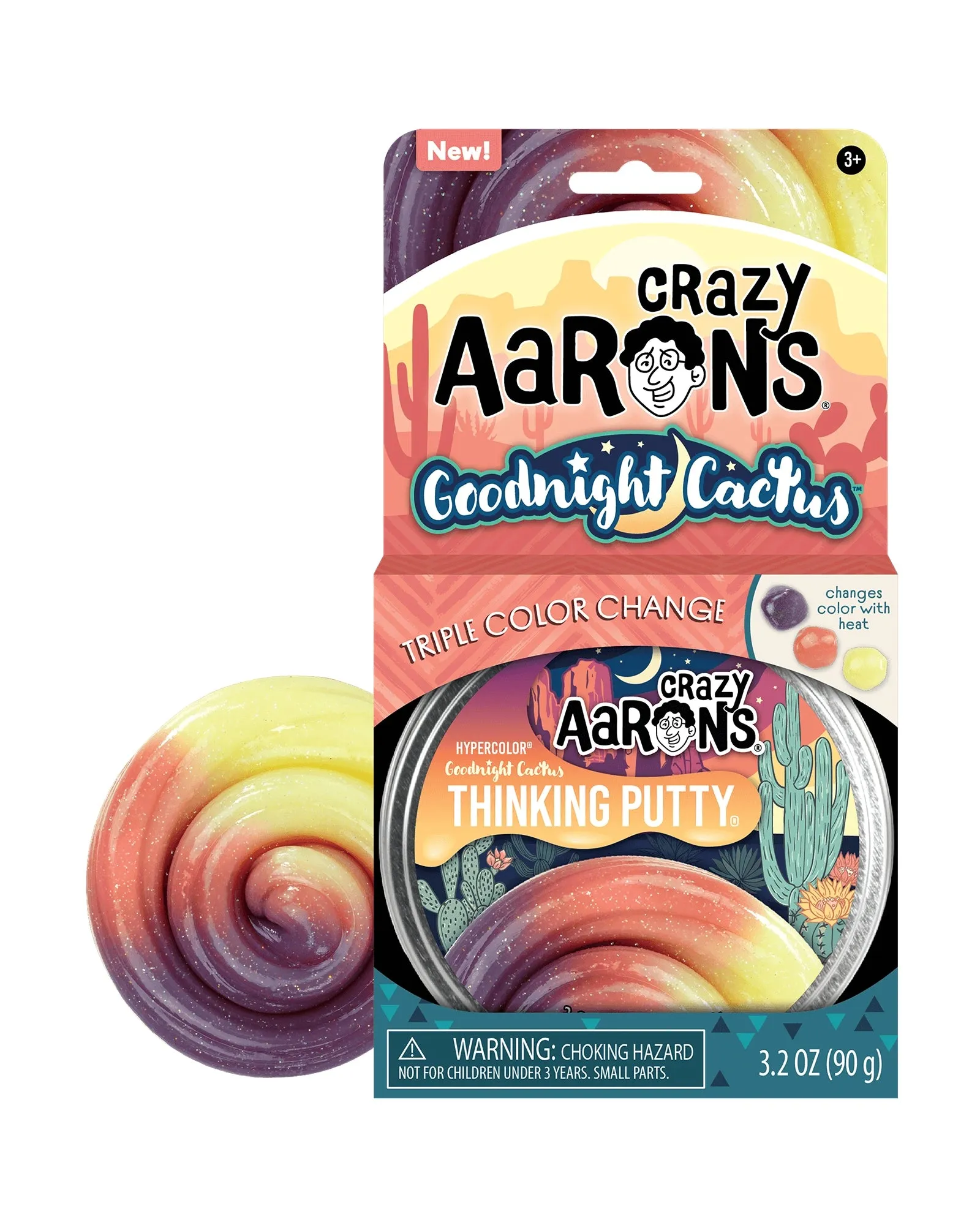 Crazy Aarons Putty 4in Hypercolour Goodnight Cactus