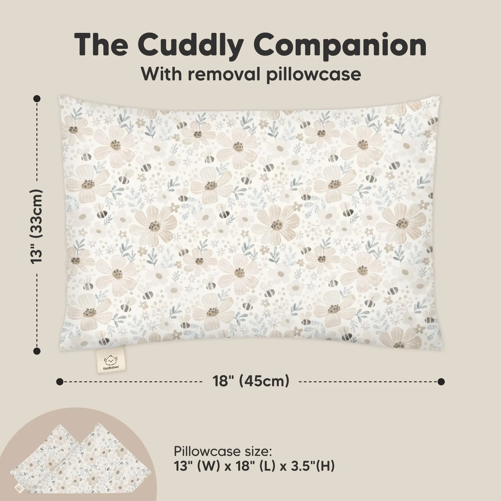 Cuddly Toddler Pillow with Pillowcase (Flora Vale)