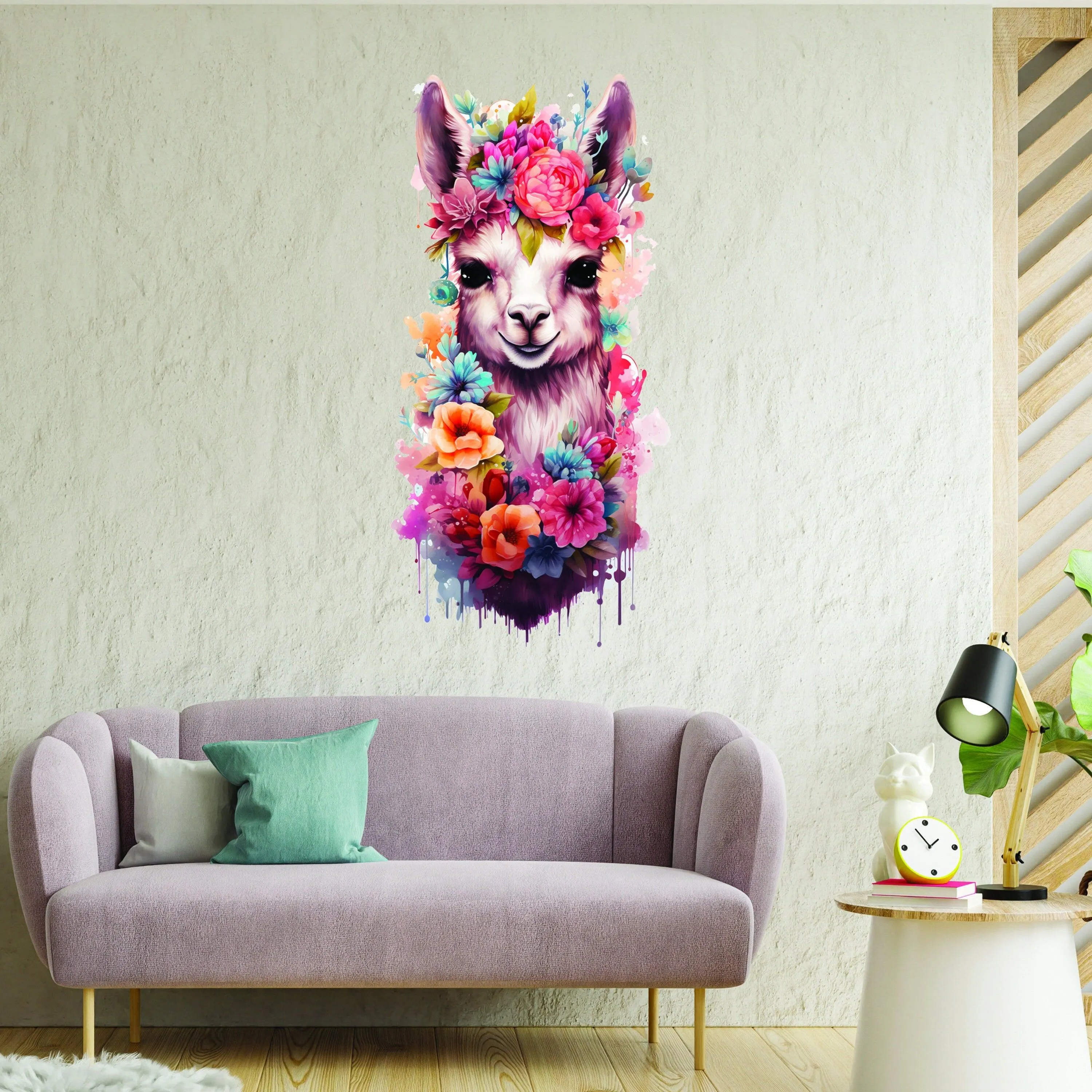 Cute Baby Lama Nursery Wall Decal - Alpaca Wall Sticker for Kids Room Decor