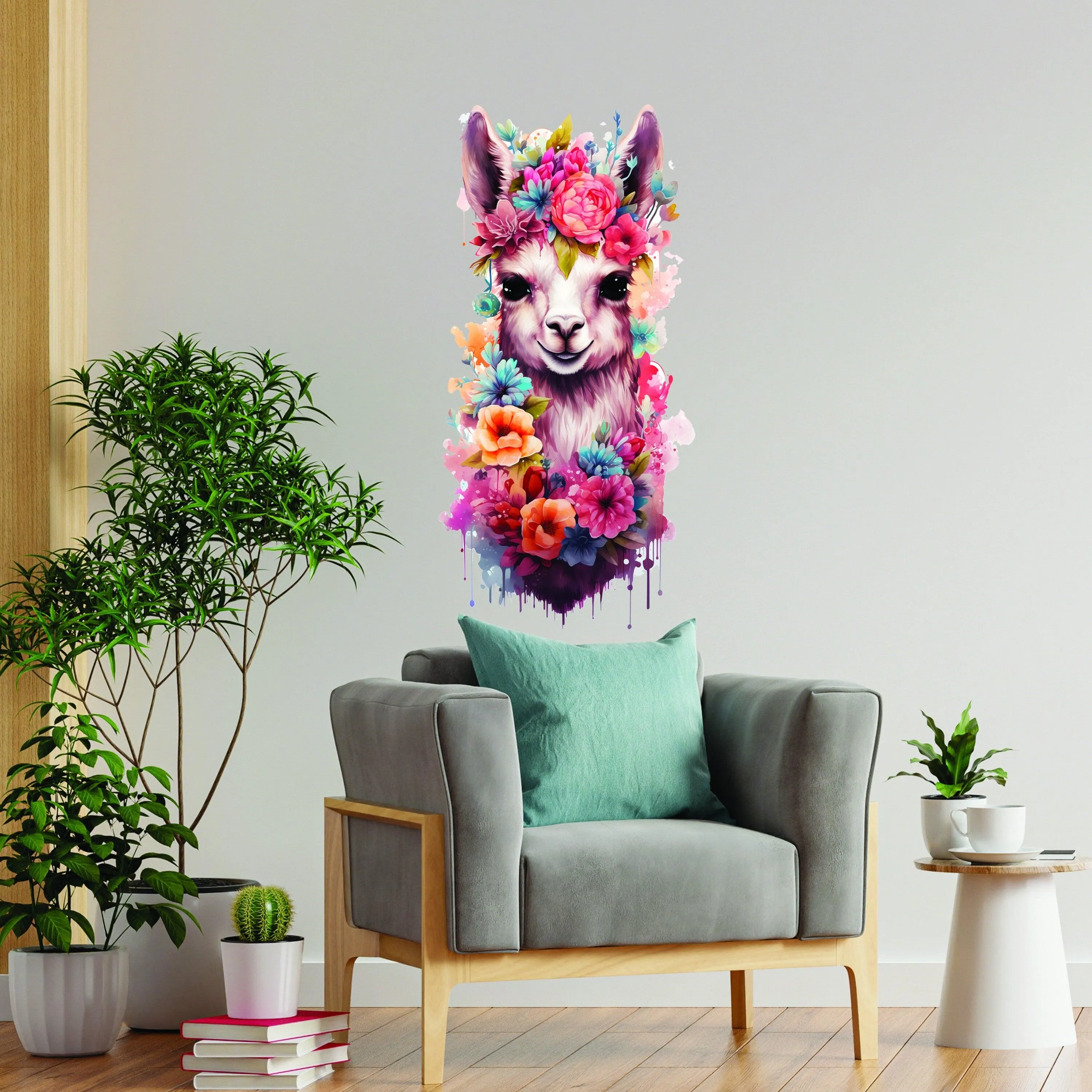 Cute Baby Lama Nursery Wall Decal - Alpaca Wall Sticker for Kids Room Decor