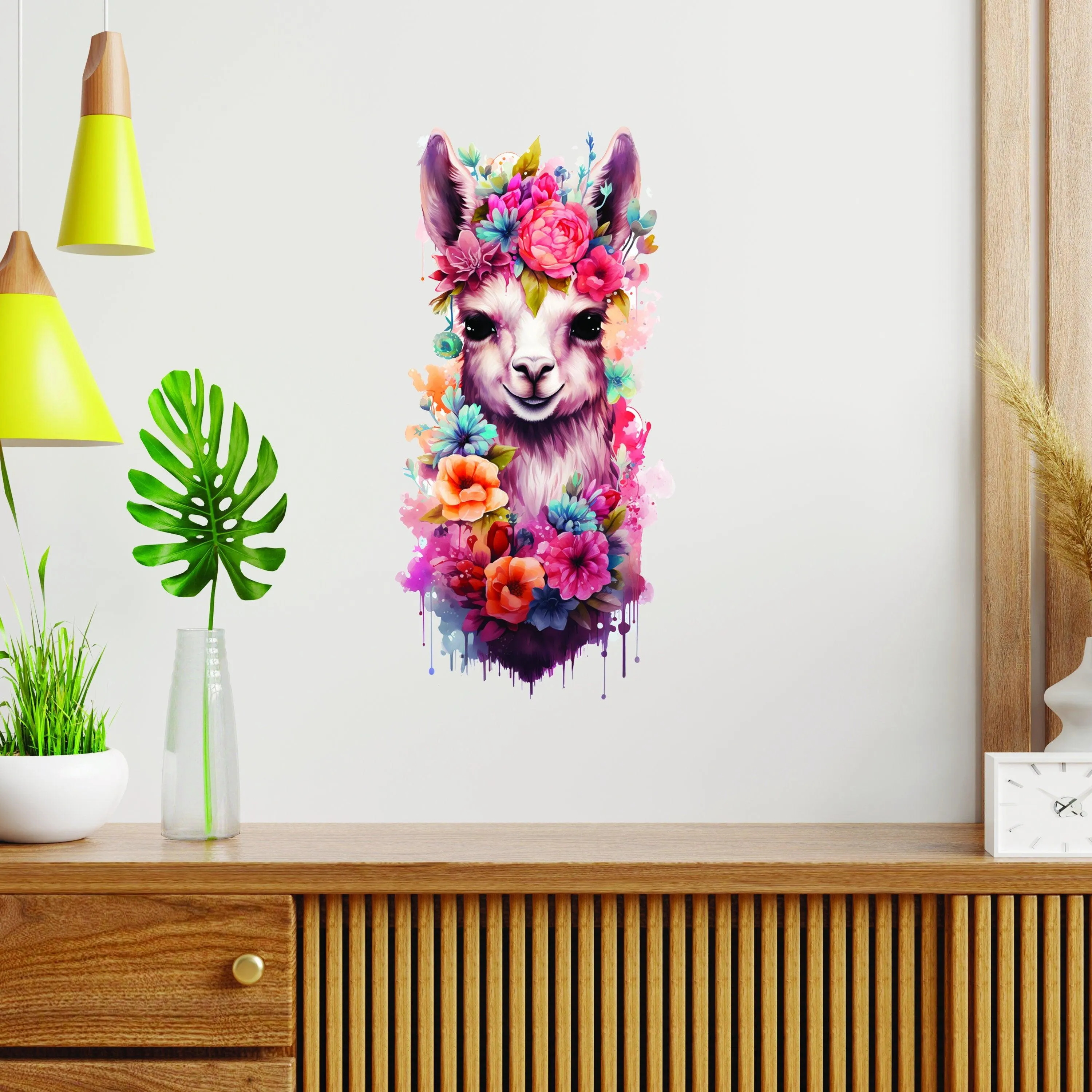 Cute Baby Lama Nursery Wall Decal - Alpaca Wall Sticker for Kids Room Decor