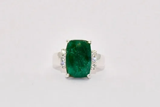 Emerald Premium Gemstone Oblong Ring