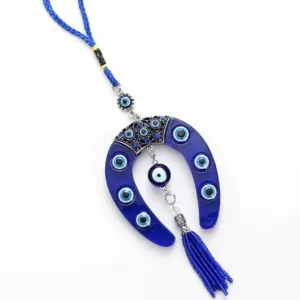 Evil Eye Blue Horseshoe Shape Charm Keychain