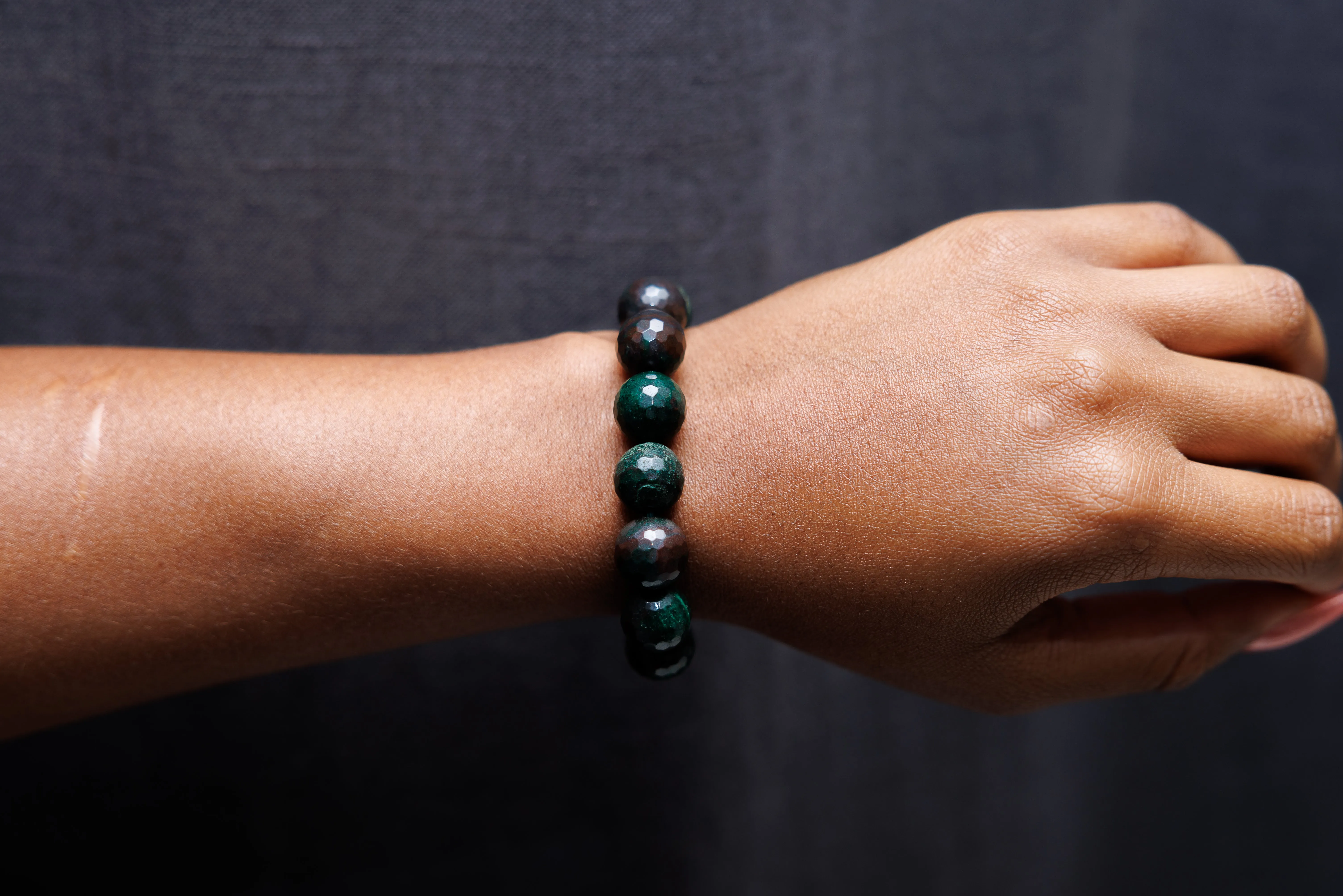 Faceted Bloodstone Natural Gemstone Bracelet