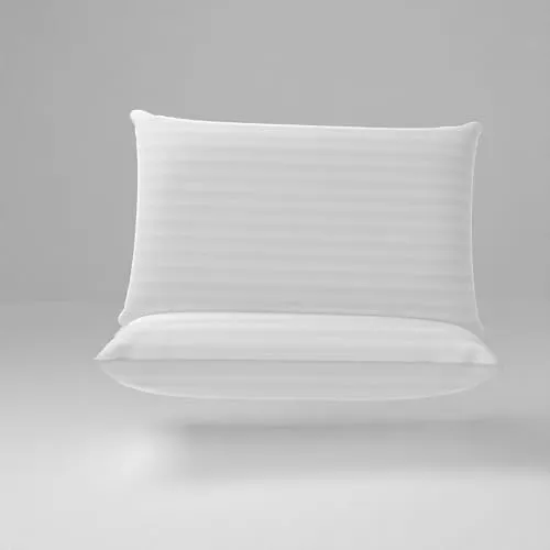 Filbertt Set of 2 Soft Microfiber Pillows - 20x30 Inches (50.8 x 76.2 cm) White Stripe, Well-Filled for Blissful Sleep