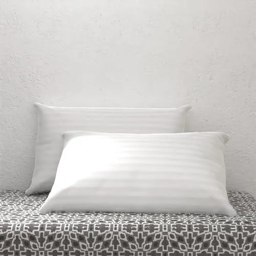 Filbertt Set of 2 Soft Microfiber Pillows - 20x30 Inches (50.8 x 76.2 cm) White Stripe, Well-Filled for Blissful Sleep