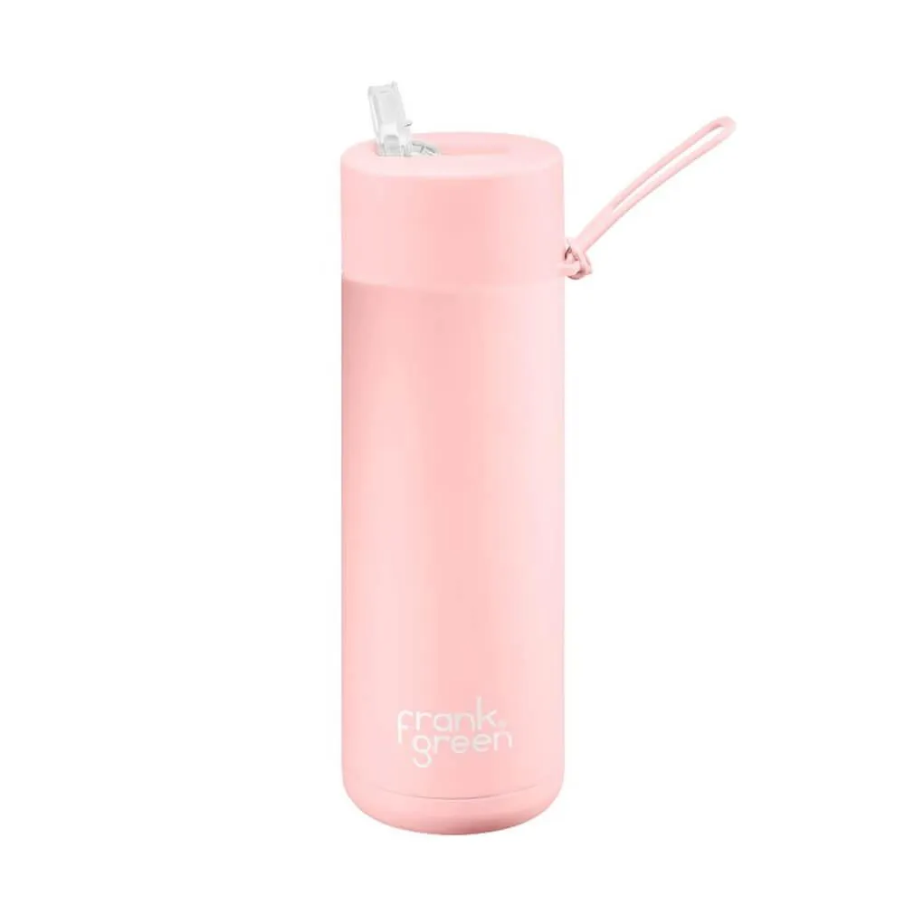 Frank Green 595ml Ceramic Water Bottle with Straw Blushed