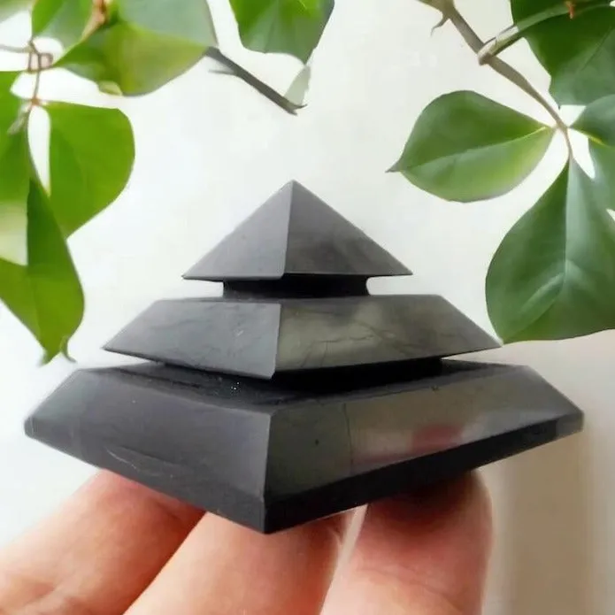 Large Shungite Polished Sakkara Pyramid