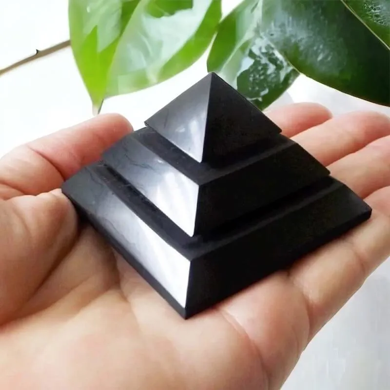 Large Shungite Polished Sakkara Pyramid