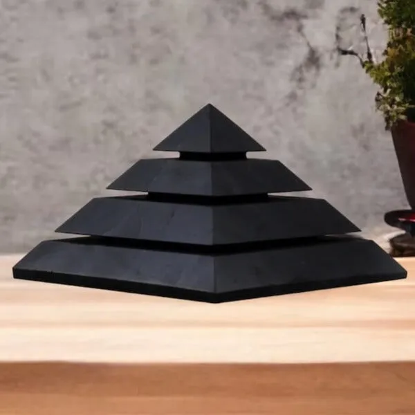 Large Shungite Polished Sakkara Pyramid