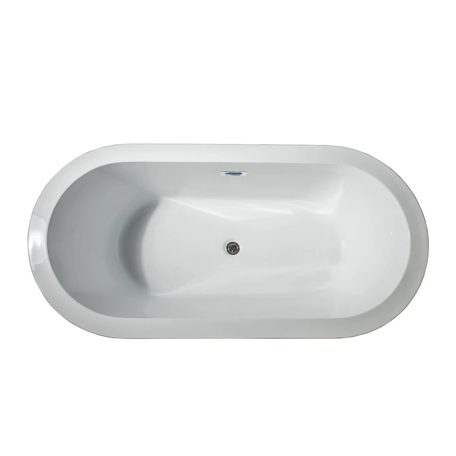 Lure 59 In. Oval Acrylic Freestanding Soaking Bathtub in Glossy White With Chrome Drain