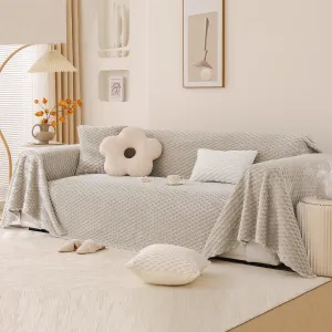 Luxury Rabbit Plush Sofa Blanket Throw, Sand Brown