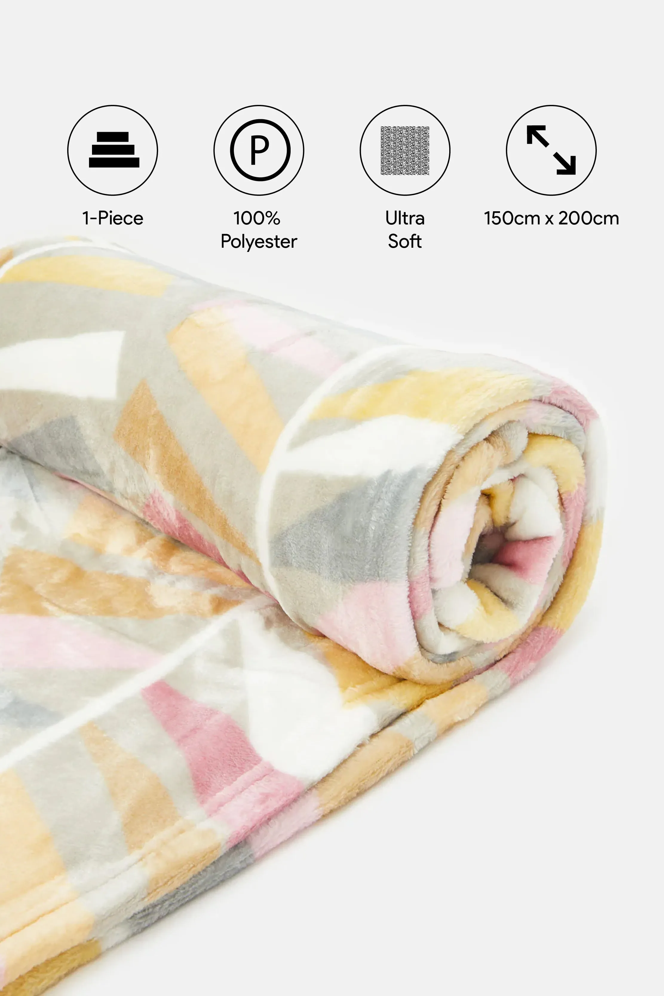 Multicoloured Geometric Printed Blanket (Single Size)