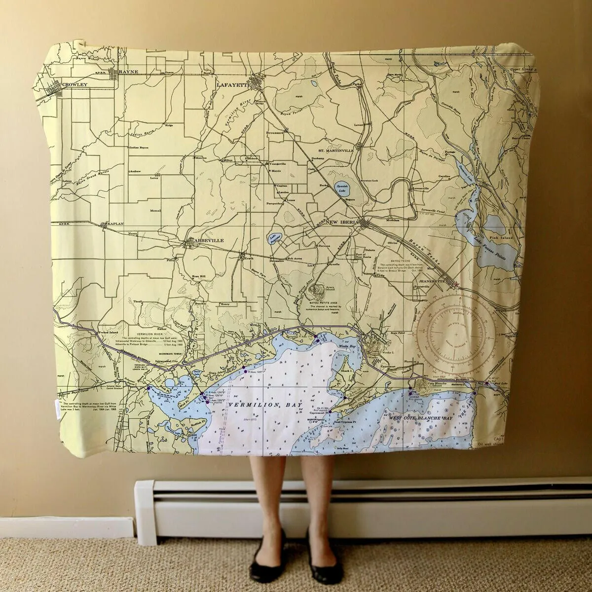 Nautical Chart Blankets, Louisiana Coastal Maps