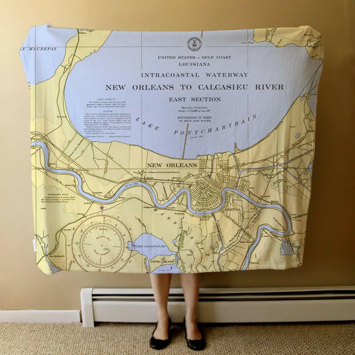 Nautical Chart Blankets, Louisiana Coastal Maps