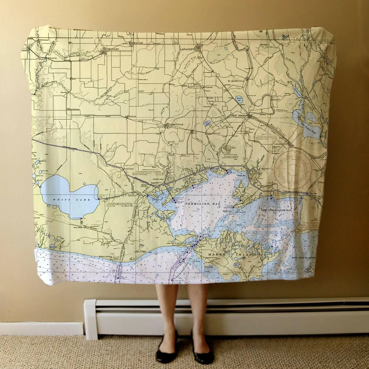 Nautical Chart Blankets, Louisiana Coastal Maps