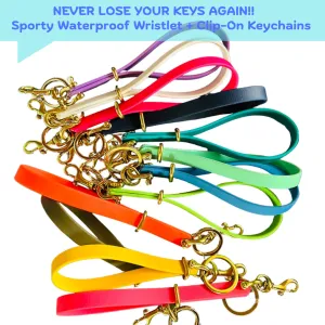 Never Lose Your Keys Again! Sporty Biothane Clip-On Wearable Wristlet Keychain, Waterproof Wristlet Keychain, Wearable Keychain w/Shackle, Bolt Snap   Keeper