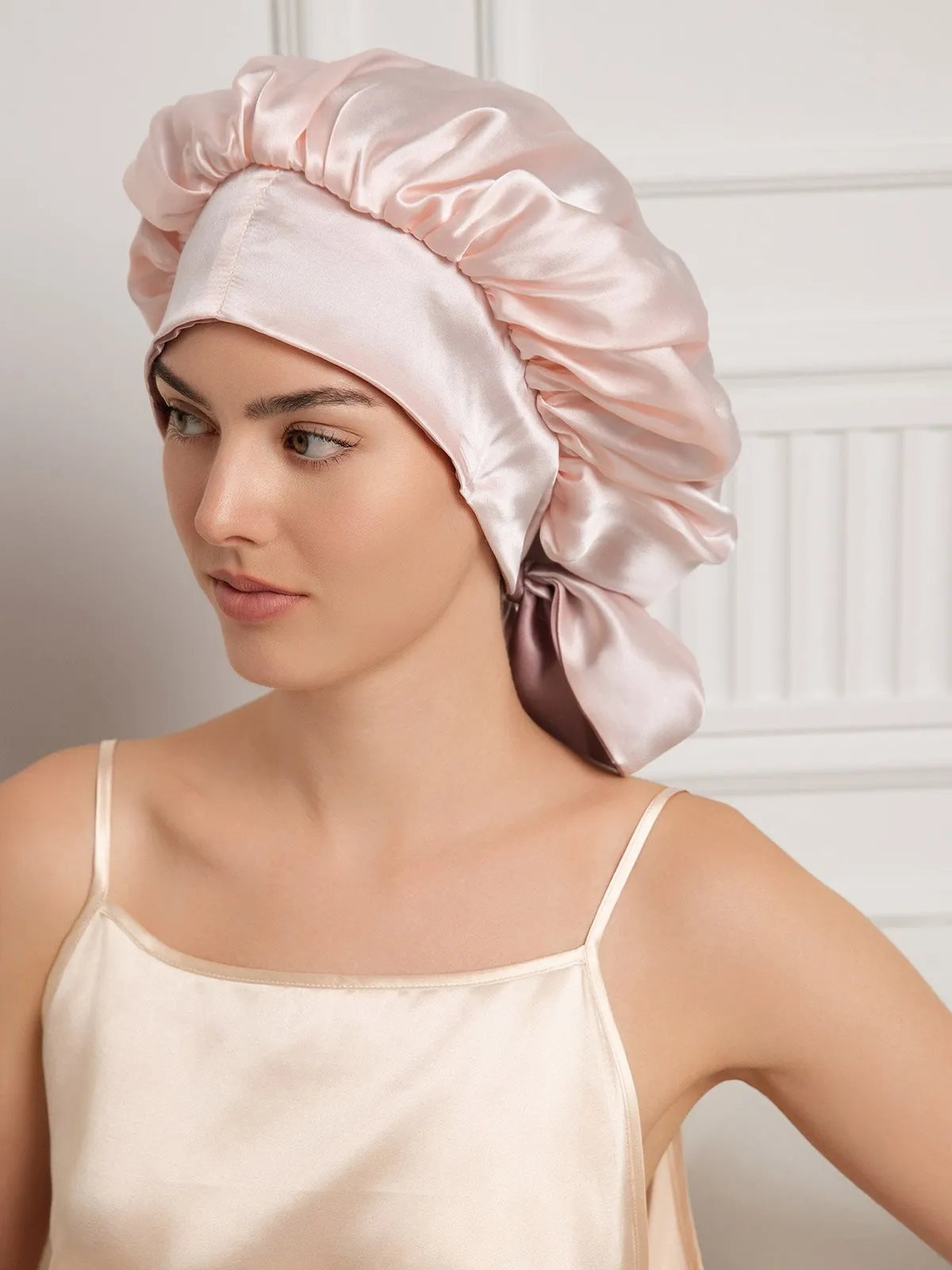 Pure Silk Casual Nightcap with Long Ribbons