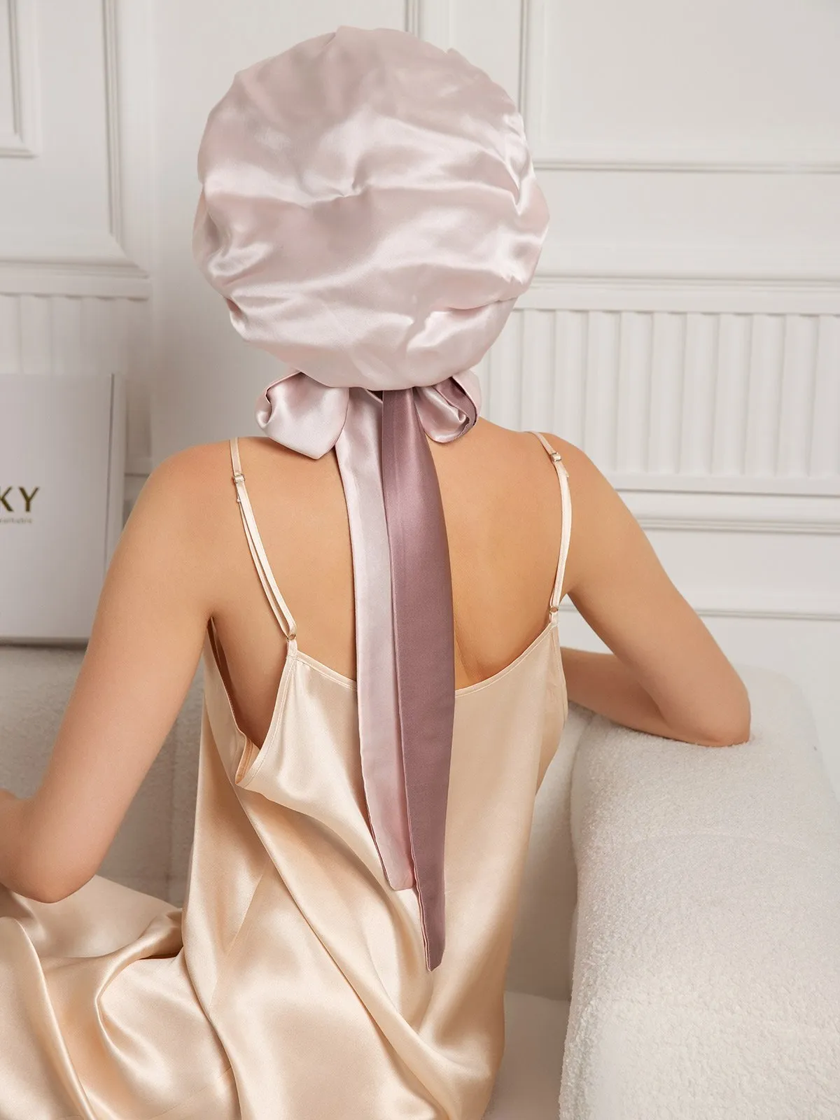 Pure Silk Casual Nightcap with Long Ribbons