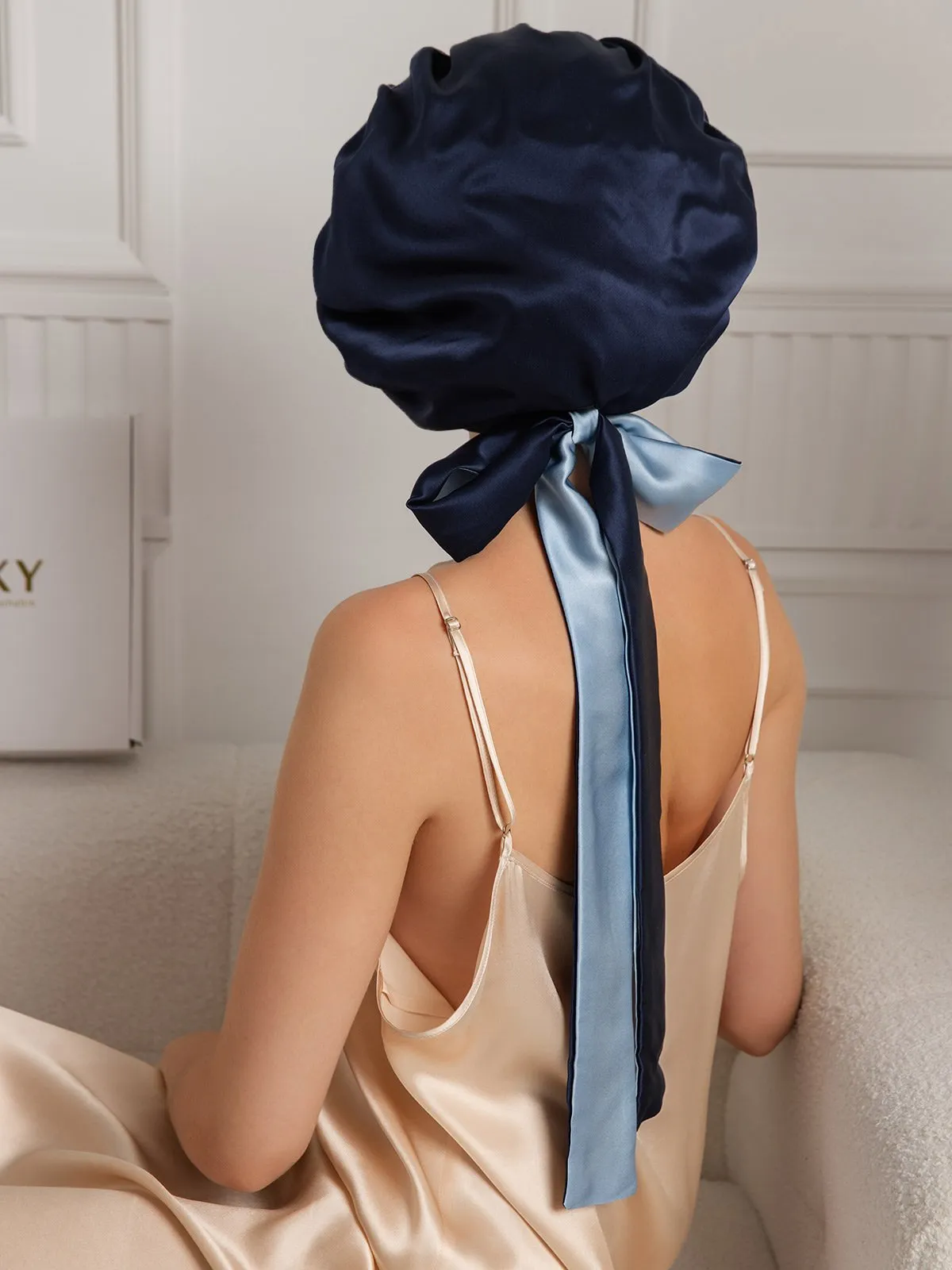 Pure Silk Casual Nightcap with Long Ribbons