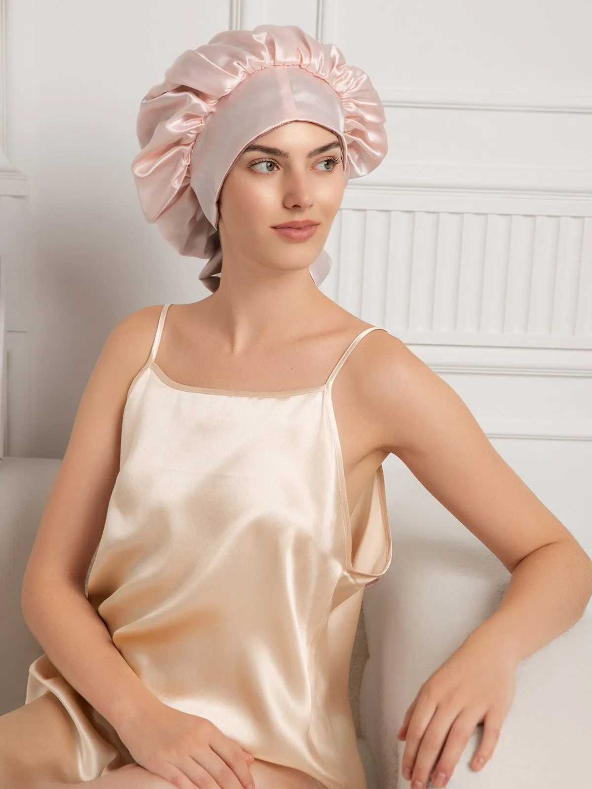 Pure Silk Casual Nightcap with Long Ribbons