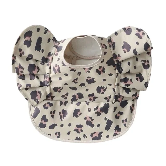 Ruffled Waterproof Baby Bib Leopard