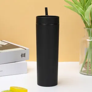 Solid Color Tumbler With Lid & Straw