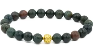 Sterling Silver Gold Bloodstone Balinese Natural Gemstone Bracelet