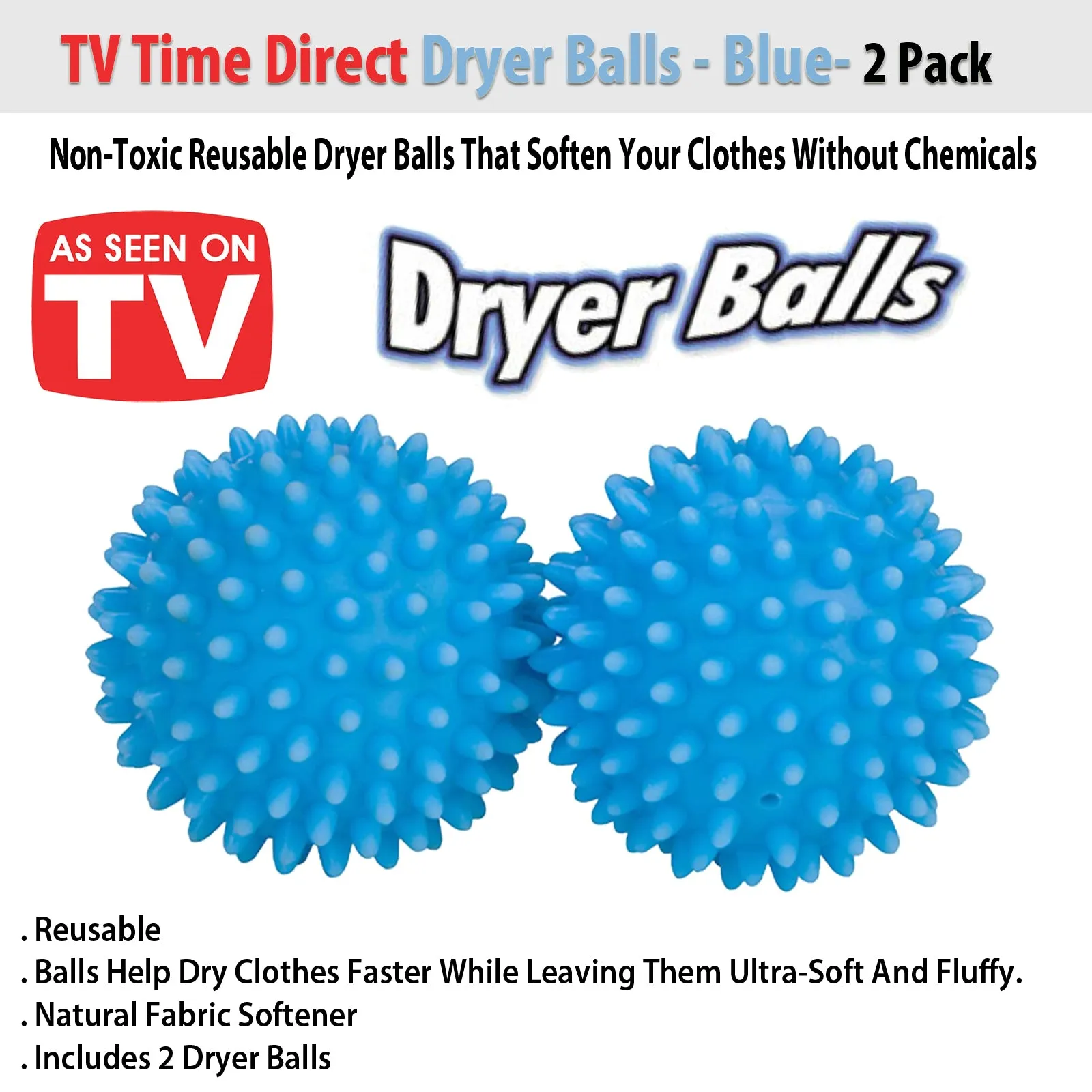 TV Time Direct Dryer Balls - Blue- 2 Pack