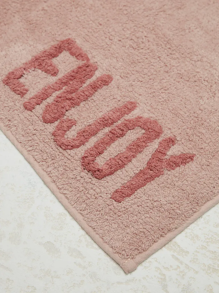 Westside Home Blush Pink Text Design Bathmat