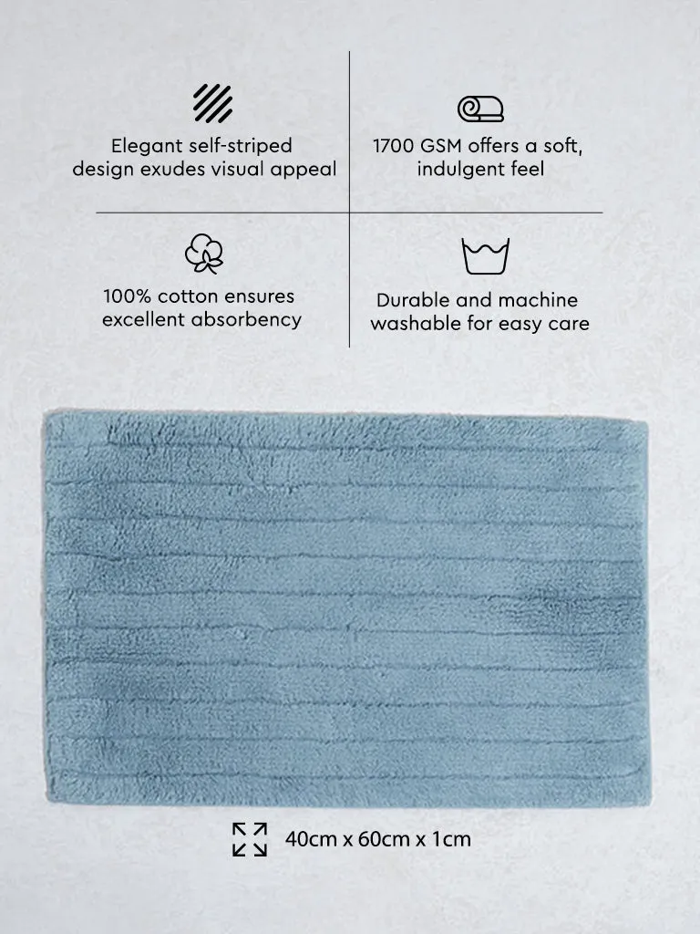 Westside Home Dusty Blue Self-Striped Bathmat