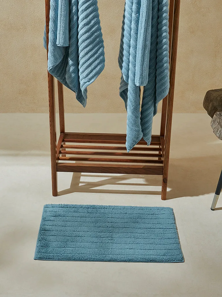 Westside Home Dusty Blue Self-Striped Bathmat