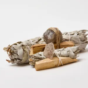 White Sage Smudge Stick Kit | Smokey Quartz